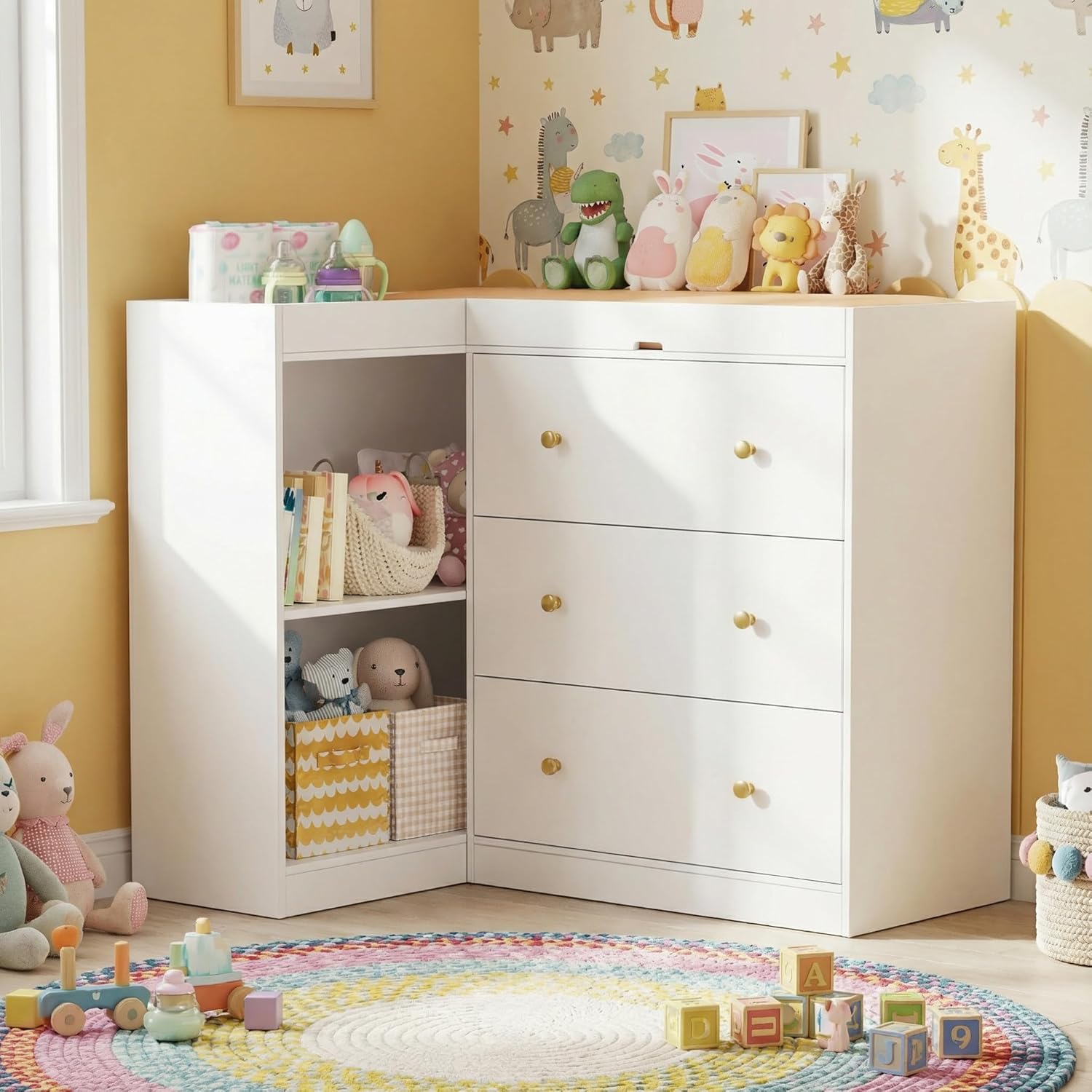 Baby Nursery Dresser Changing Table - #Corner Nursery Changing Table with Drawers