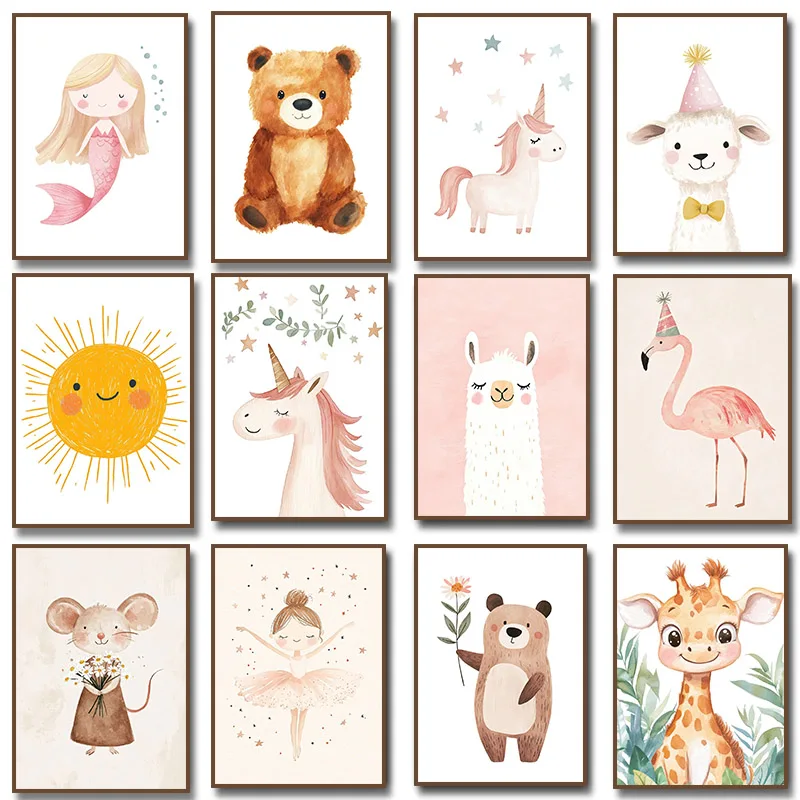 Baby Nursery Pink - Pink Ballerina with Stars Unicorn Cute