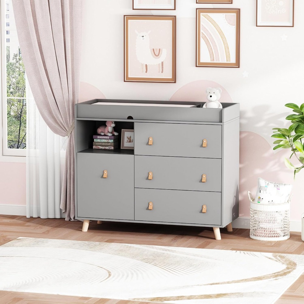 Baby Nursery Dresser Changing Table - Baby Dresser Changing Table, Two In