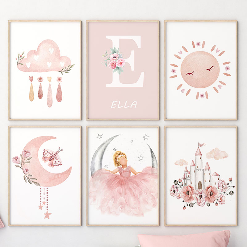 Pink Angel Girl Sun Moon Cloud - Baby Nursery Pink recension och pris