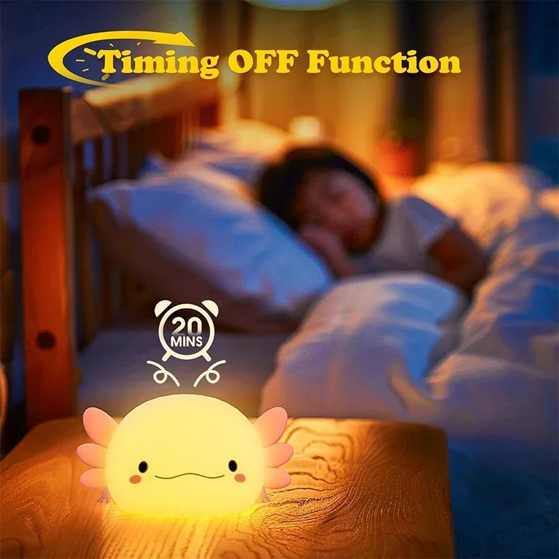 Cute Axolotl Night Light Silic - Baby Nursery Pink recension och pris