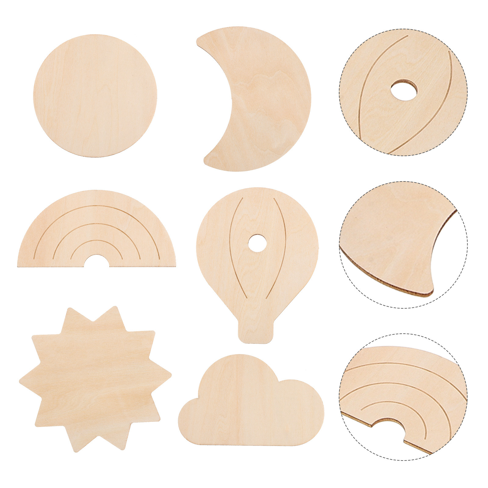 6Pcs Wooden Wall Stickers Sky  - Baby Nursery Hot Air Balloon Theme recension och pris