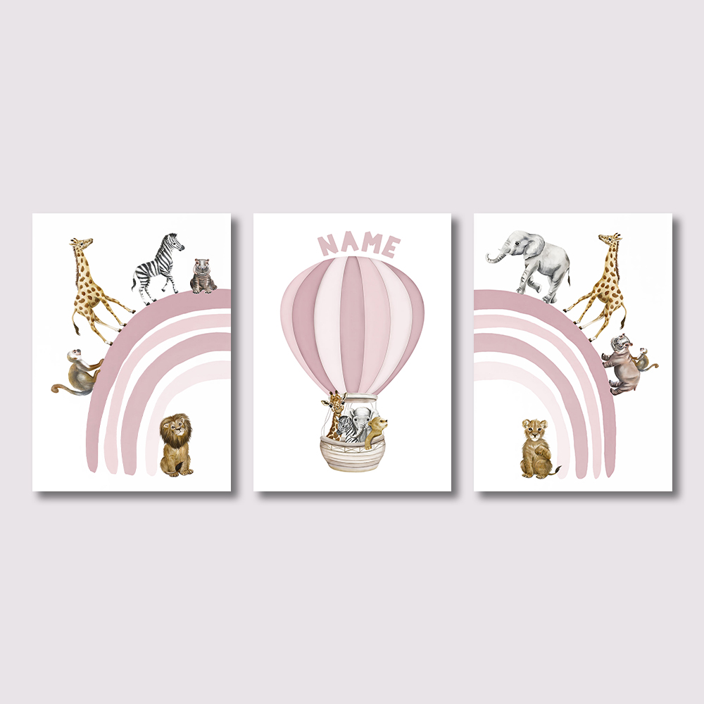 3PCS Safari Animal Nursery Can - Baby Nursery Pink recension och pris