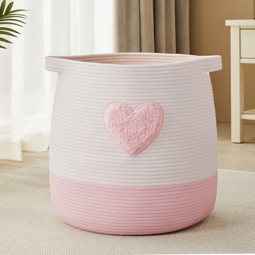 Pink Laundry Basket Hamper for - Baby Nursery Pink recension och pris