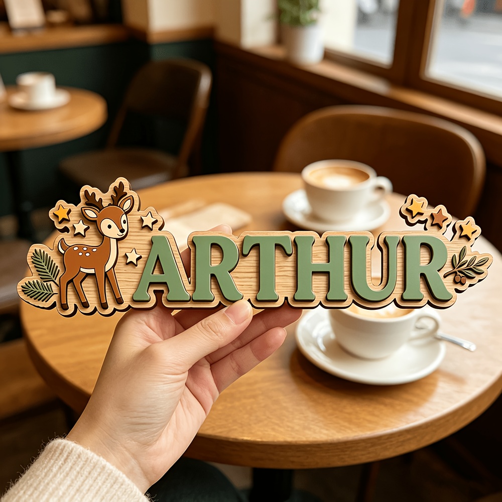 Custom Deer & Star Wooden Name - Baby Nursery Toy recension och pris