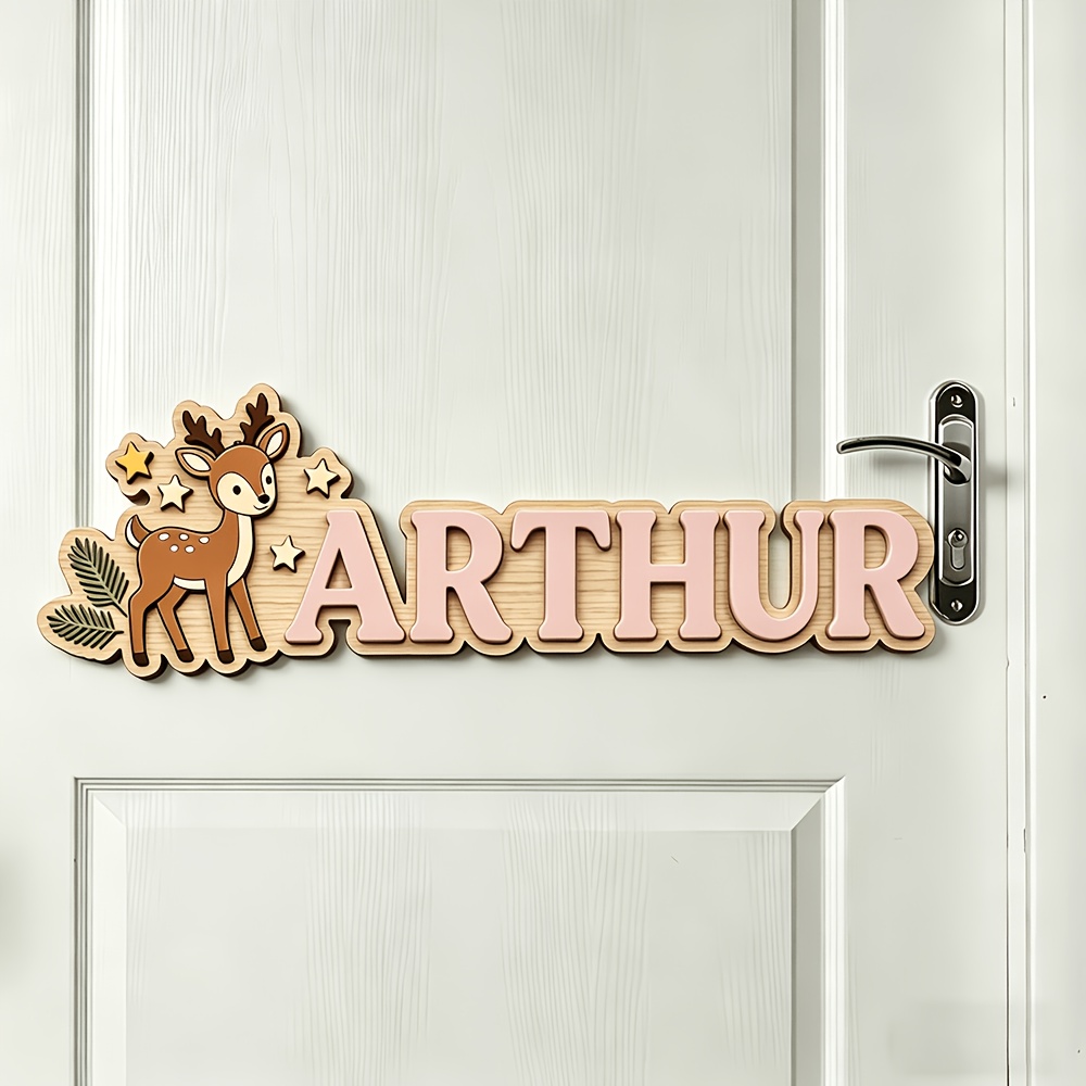 Custom Deer & Star Wooden Name - Baby Nursery Toy recension och pris