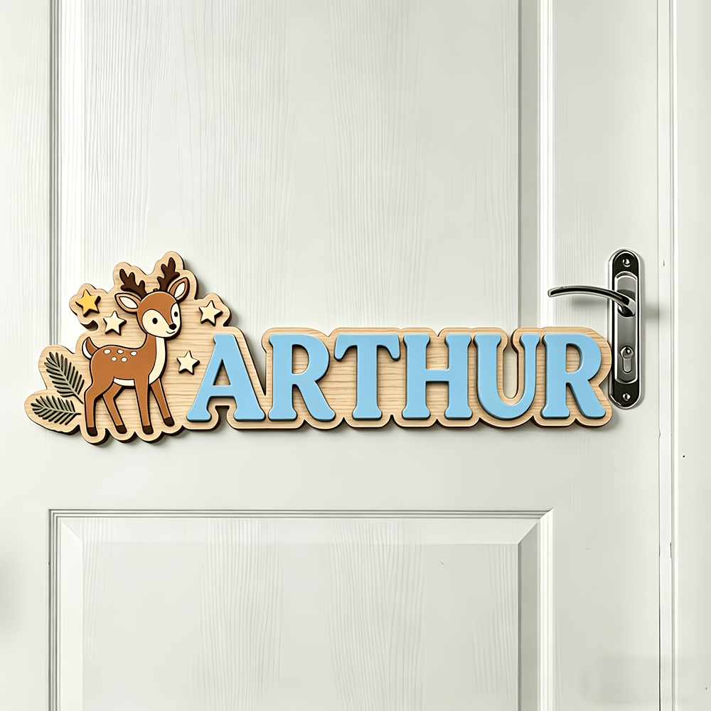 Custom Deer & Star Wooden Name - Baby Nursery Toy recension och pris