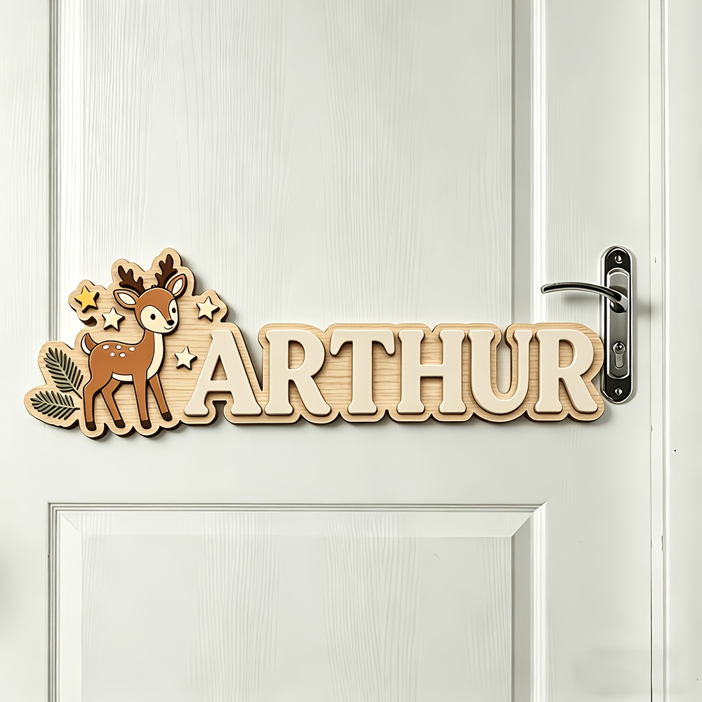 Custom Deer & Star Wooden Name - Baby Nursery Toy recension och pris