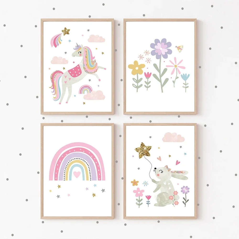 Pink Unicorn Rabbit Rainbow Cl - Baby Nursery Pink recension och pris