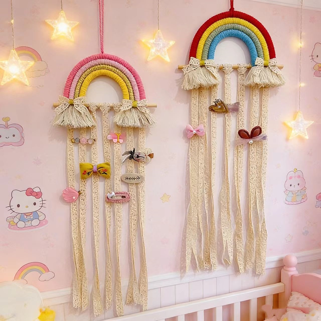 Rainbow Macrame Hair Bows Hold - Baby Nursery Ideas Girl recension och pris