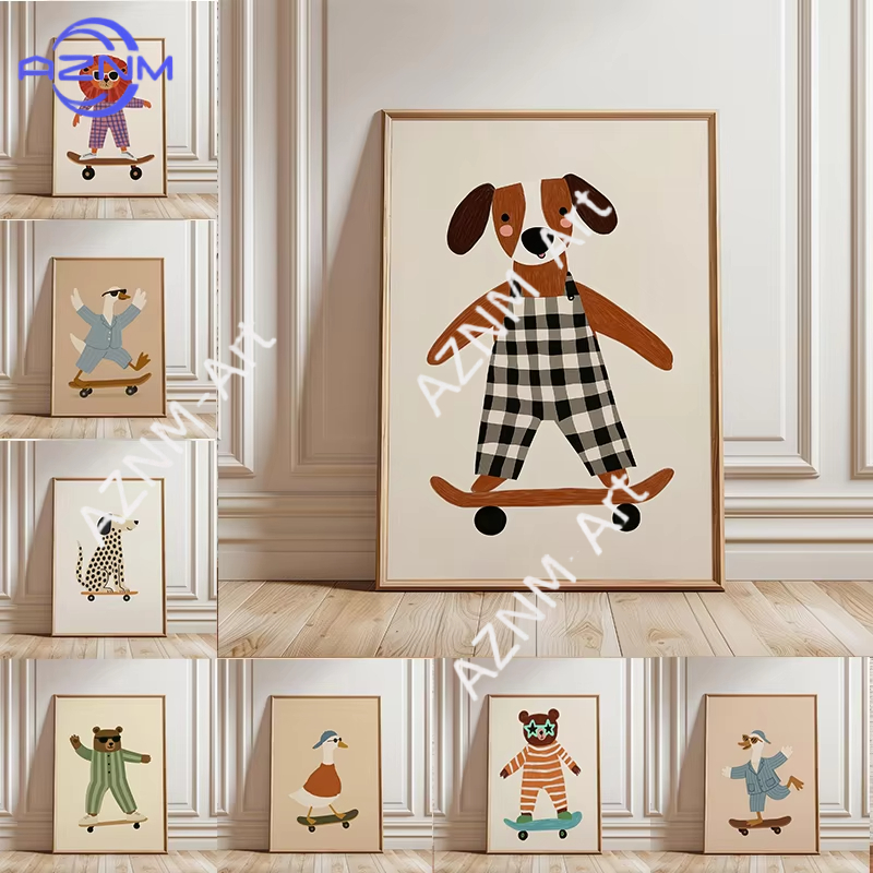 1PC Funny Animal Skateboarding - Baby Nursery Items recension och pris