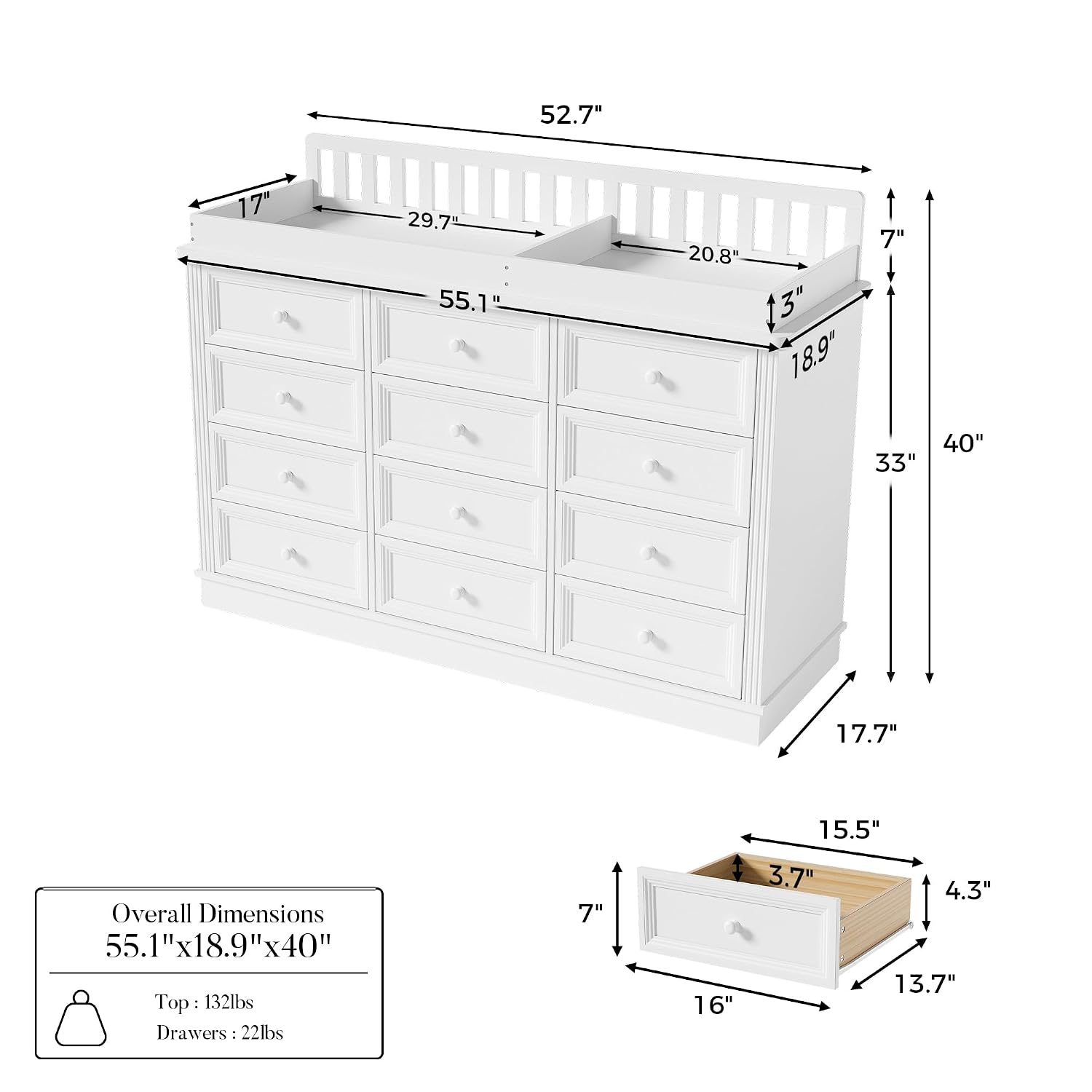 Baby Changing Table Dresser, 1 - Baby Nursery Dresser Changing Table recension och pris