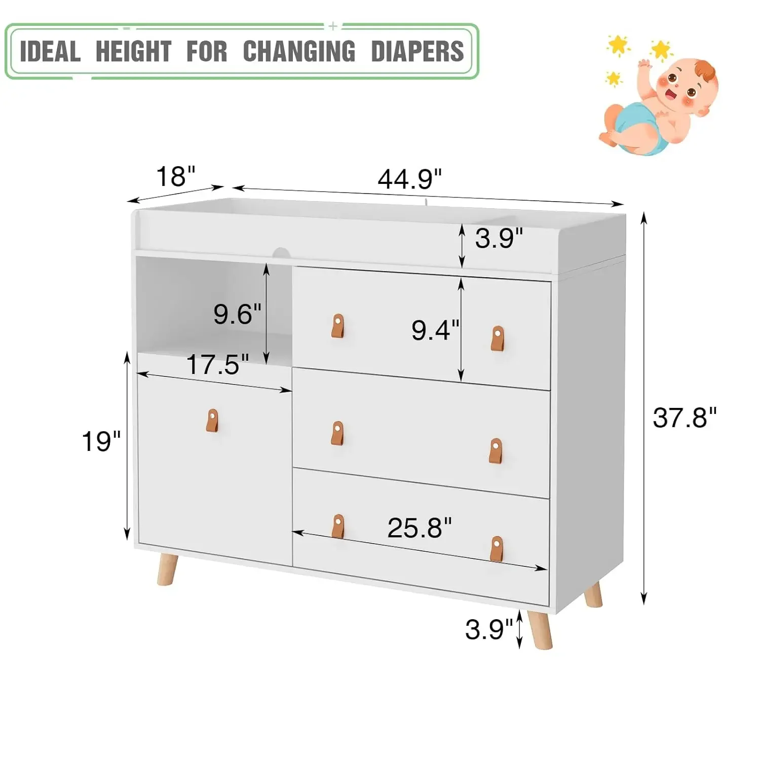 Baby Dresser Changing Table wi - Baby Nursery Dresser Changing Table recension och pris
