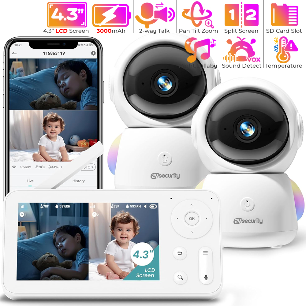 2K Baby Monitor with 2 Cameras - Baby Nursery Mobile recension och pris