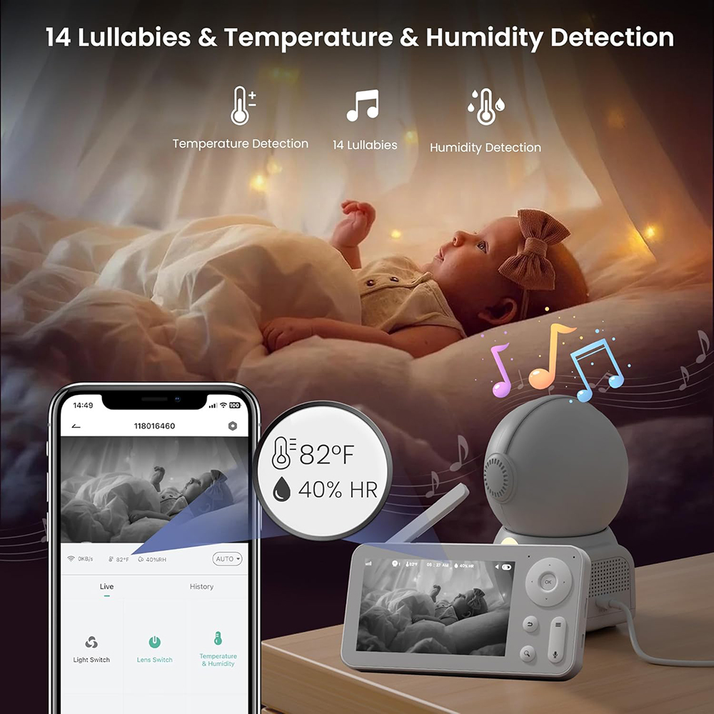 2K Baby Monitor with 2 Cameras - Baby Nursery Mobile recension och pris