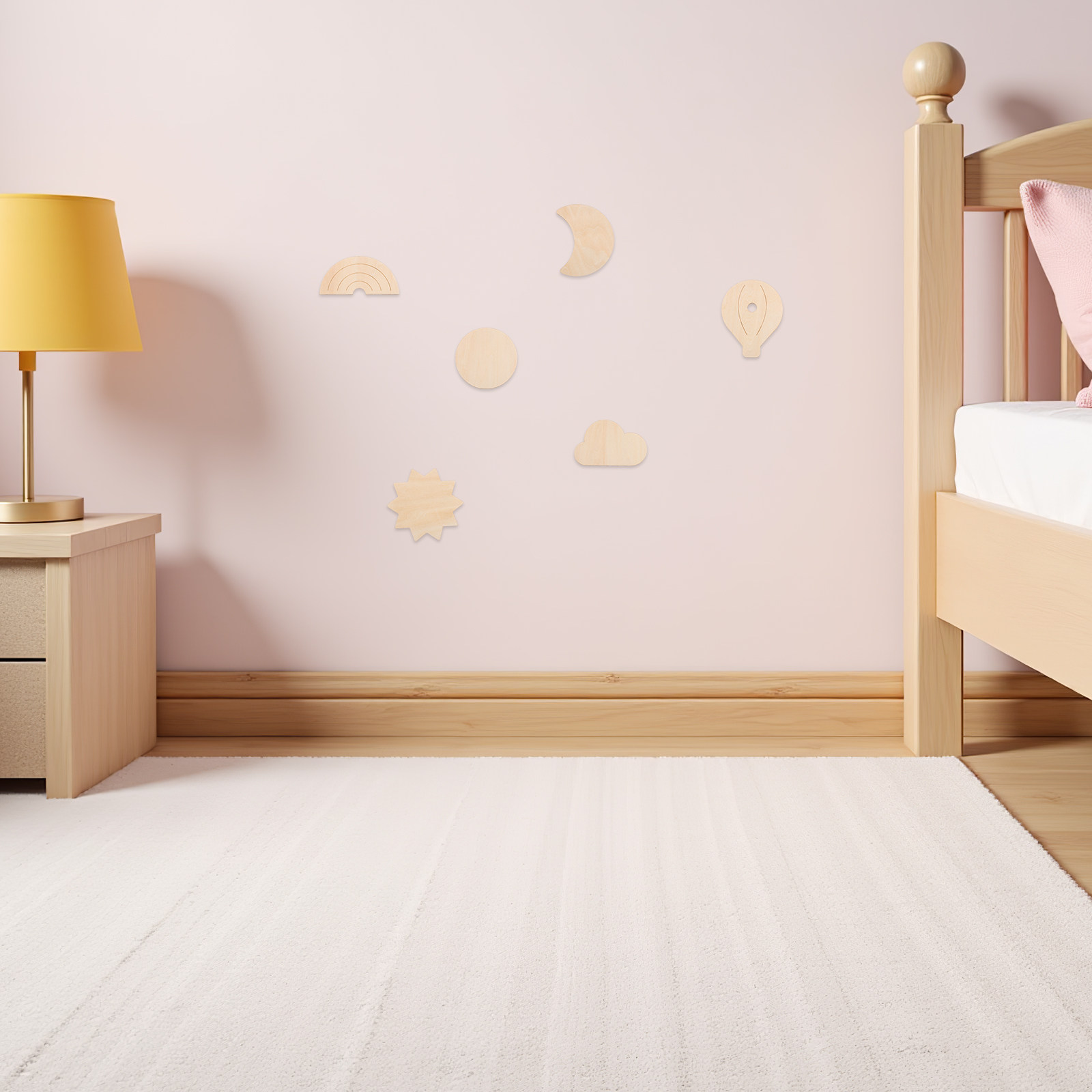 6Pcs Wooden Wall Stickers Sky  - Baby Nursery Hot Air Balloon Theme recension och pris